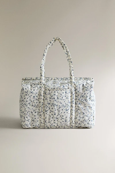 COTTON BLUE FLORAL DIAPER BAG