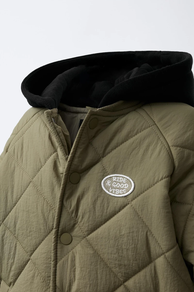 BLOUSON REMBOURRÉ CAPUCHE COMBINÉE