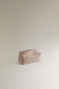 TROUSSE DE TOILETTE CROÛTE DE CUIR FORMAT MOYEN