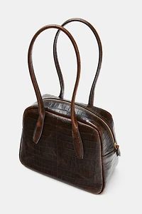 EMBOSSED LEATHER BOWLING BAG
