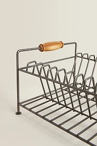 IRON AND ACACIA WOOD DISH RACK