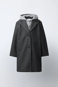 LONG COAT WITH REMOVABLE HOODIE