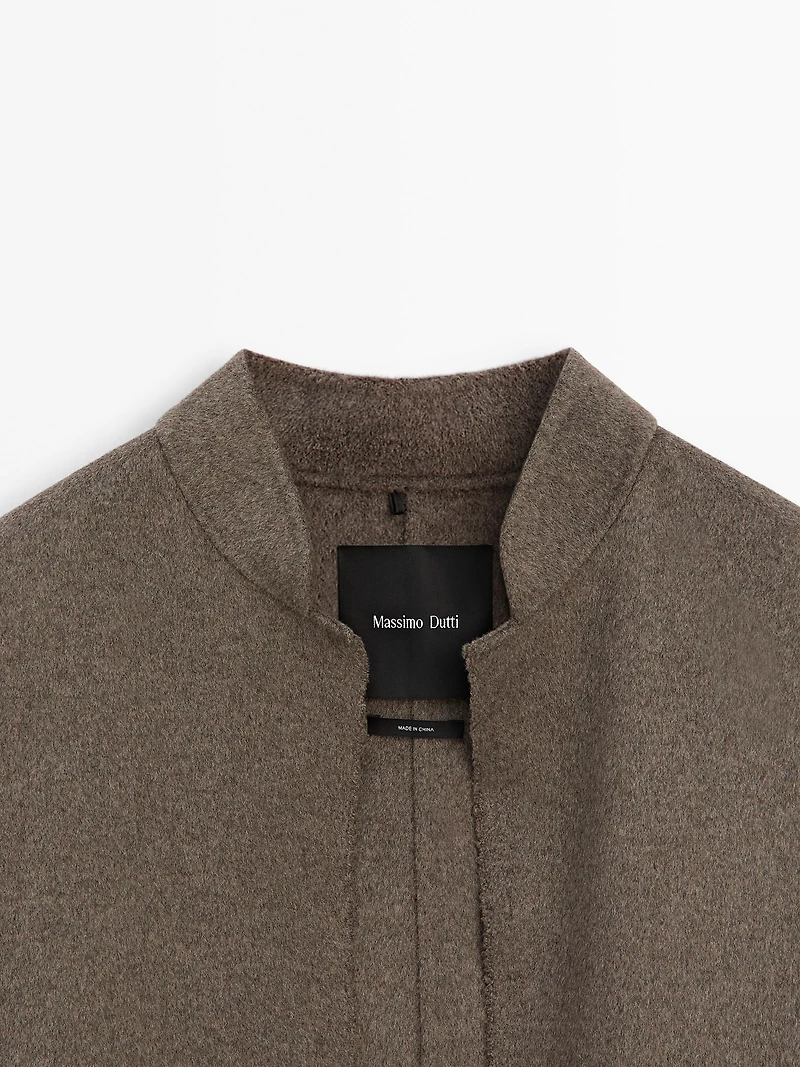 Manteau long ouvert en laine mélangée