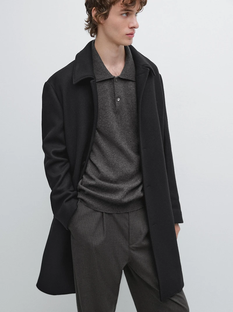 Manteau mi-long en laine mélangée