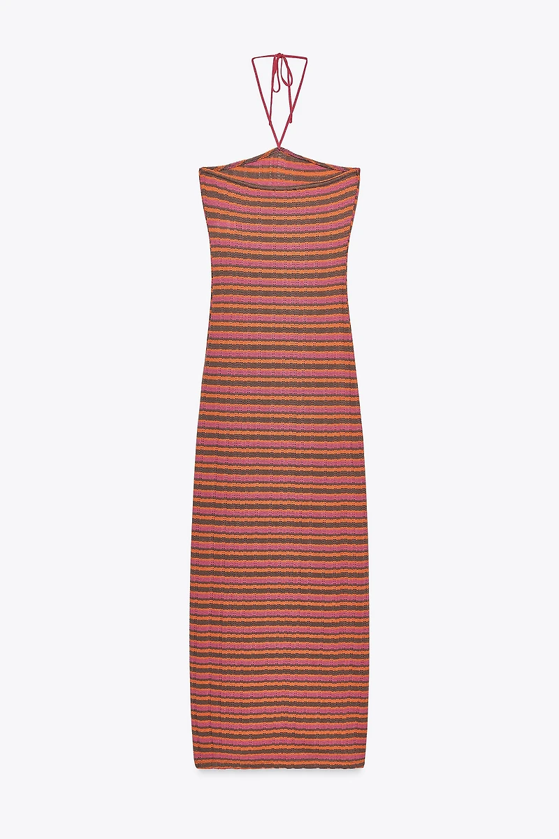 STRIPED JACQUARD MIDI DRESS
