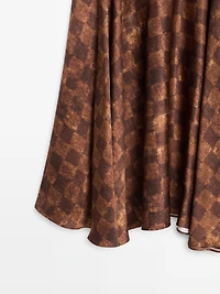 Chequered print midi skirt