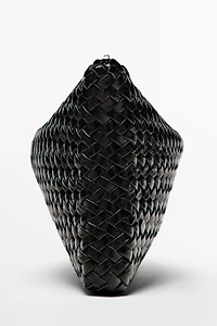 Braided nappa leather pouch bag