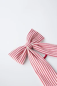 STRIPED BOW CLAW CLIP HAIR TIE