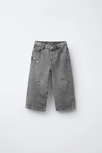 STAR APPLIQUÉ WIDE LEG JEANS