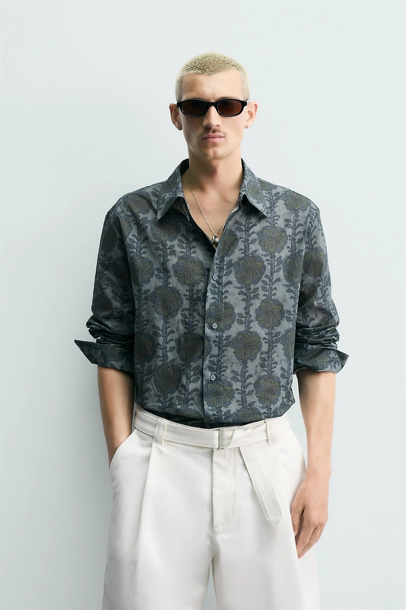 RELAXED FIT FLORAL PRINT SHIRT