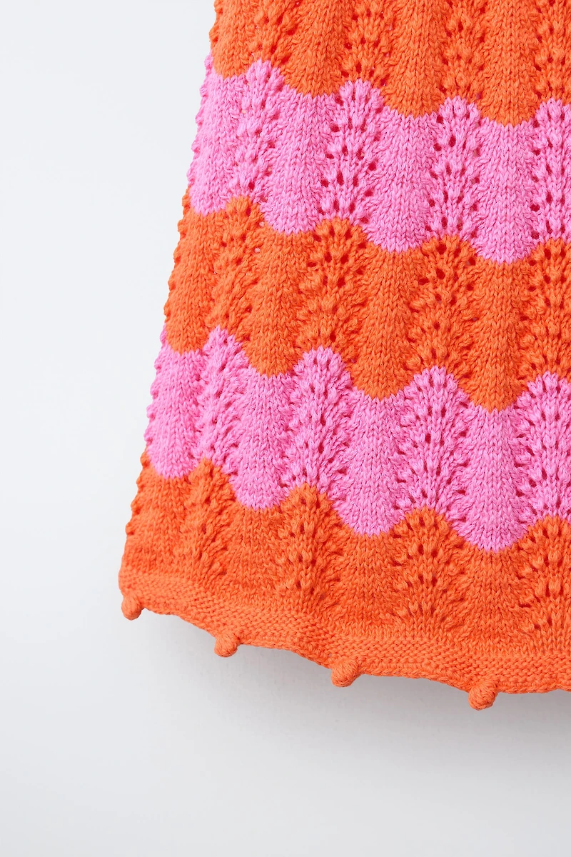 STRIPED CROCHET KNIT SKIRT