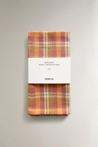 LOT DE 2 SERVIETTES DE TABLE À CARREAUX EN FIL TEINTÉ