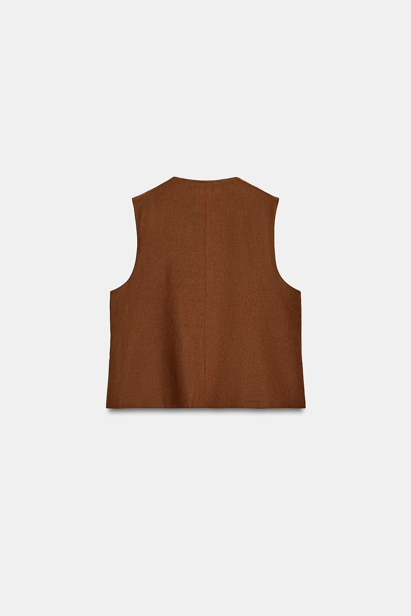 GILET CROISÉ AVEC LIN