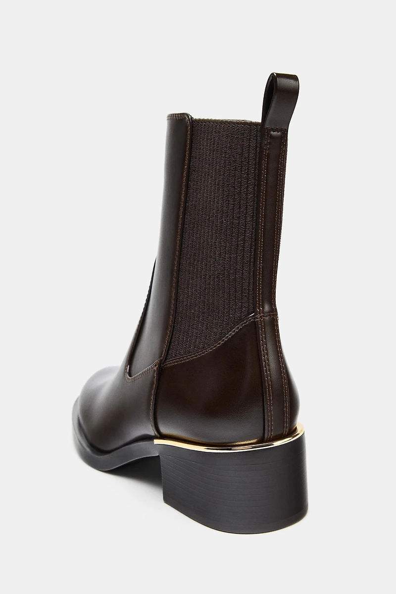 LOW HEELED ANKLE BOOTS WITH METALLIC DETAIL