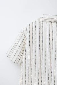 STRIPED PRINT BOWLING SHIRT