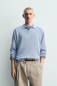HEMP-COTTON KNIT POLO SHIRT