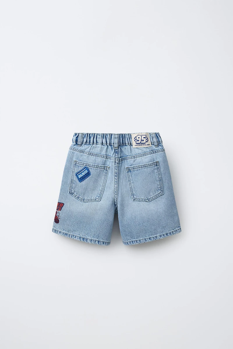 CARS LIGHTNING MCQUEEN © DISNEY PATCH DENIM SHORTS