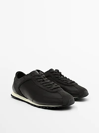 Leather trainers with thin sole