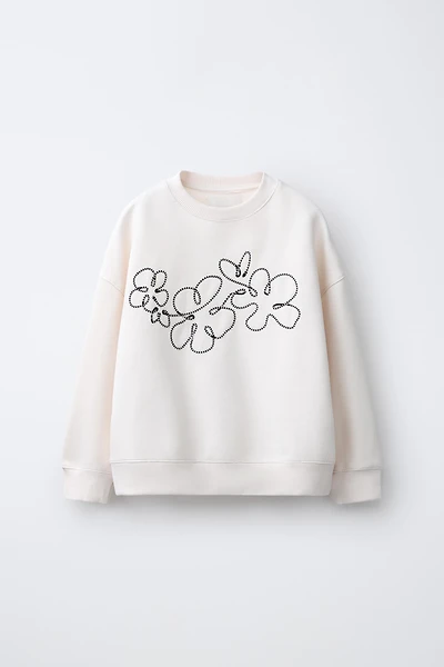 DRAWSTRING FLOWER SWEATSHIRT