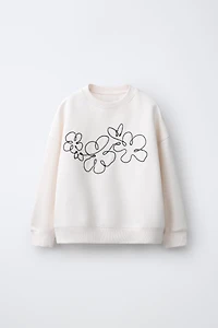DRAWSTRING FLOWER SWEATSHIRT