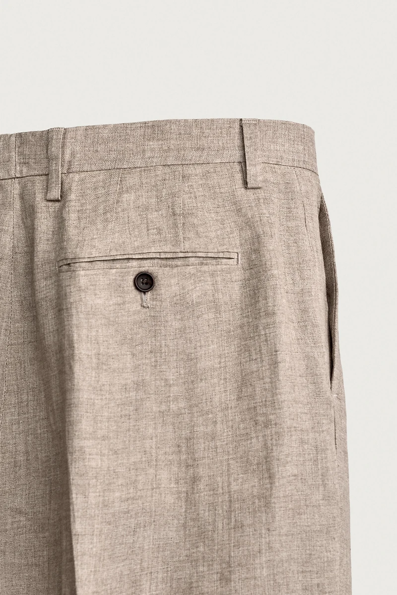 100% LINEN REGULAR FIT PANTS