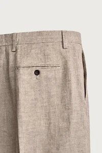 100% LINEN REGULAR FIT PANTS