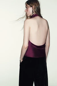 SATIN EFFECT HALTER TOP
