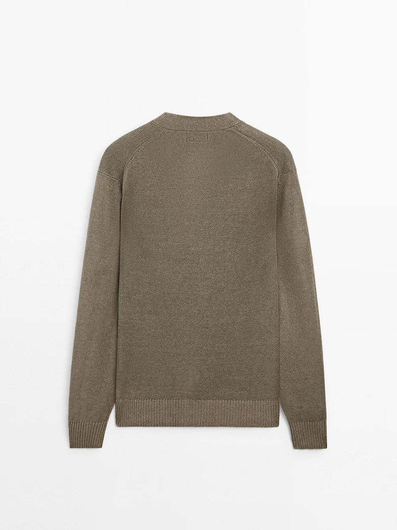 Linen blend knit cardigan