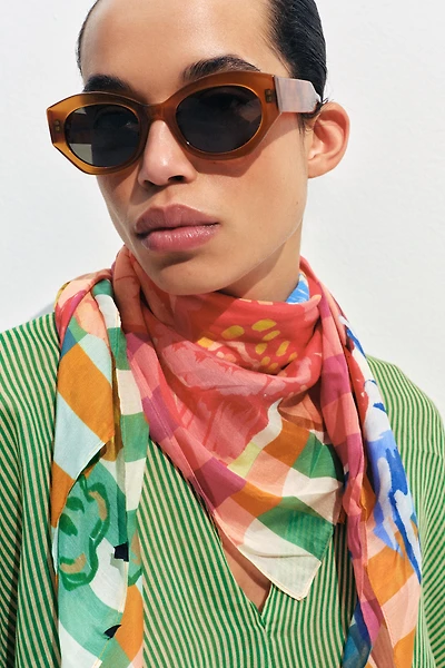 MODAL SILK FLORAL PRINT SCARF