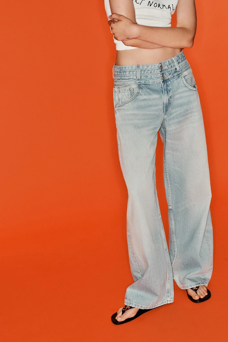 TRF STRAIGHT DOUBLE WAISTBAND MID-RISE JEANS
