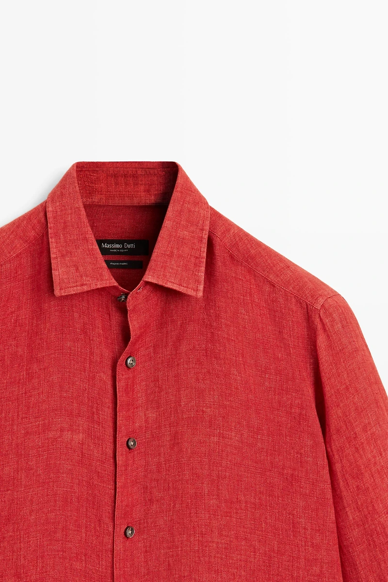 Regular fit 100% linen faded shirt