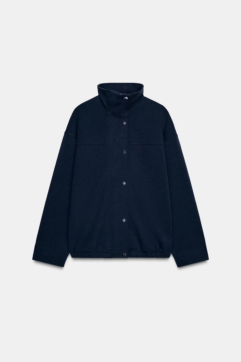 BLOUSON BOMBER INTERLOCK À COL MONTANT