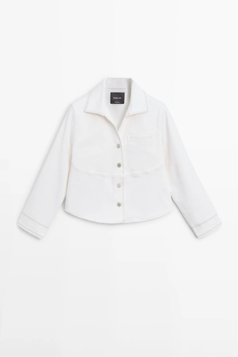 Denim jacket with contrast seam