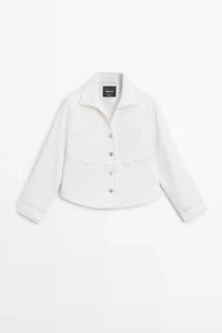 Denim jacket with contrast seam