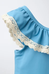 2-6 YEARS/ CONTRAST LACE SWIMSUIT