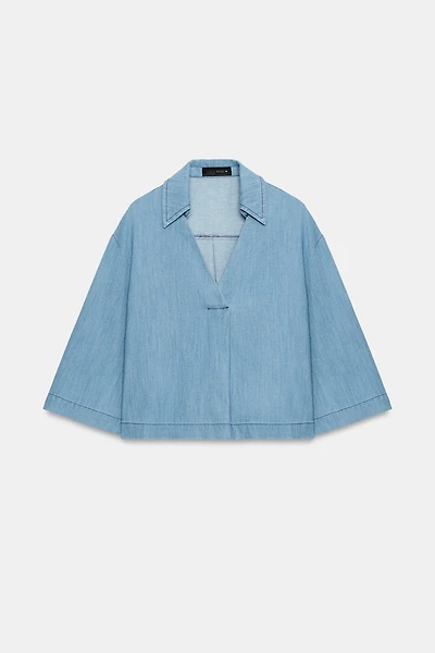 FLOWY V-NECK BLOUSE