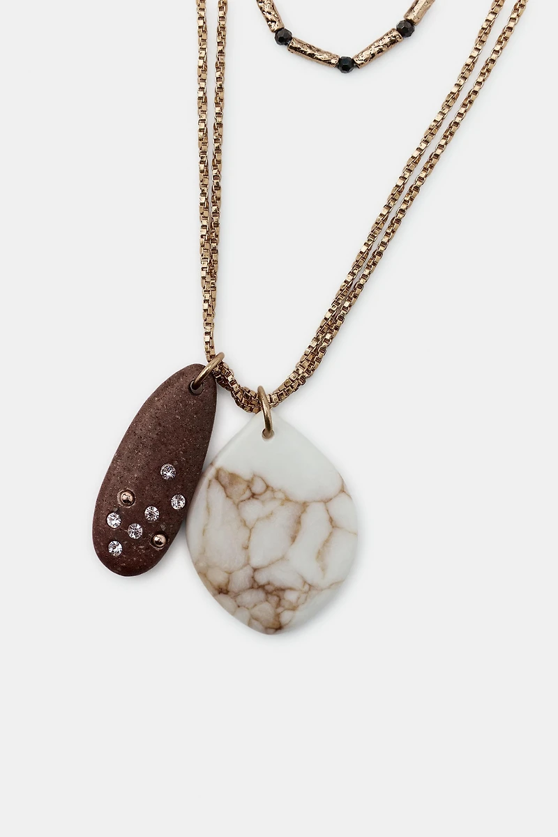 PACK OF 3 NECKLACES WITH STONES AND SPARKLES