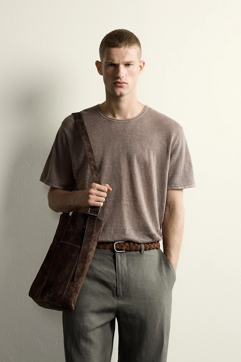 100% LINEN RELAXED FIT KNIT T-SHIRT
