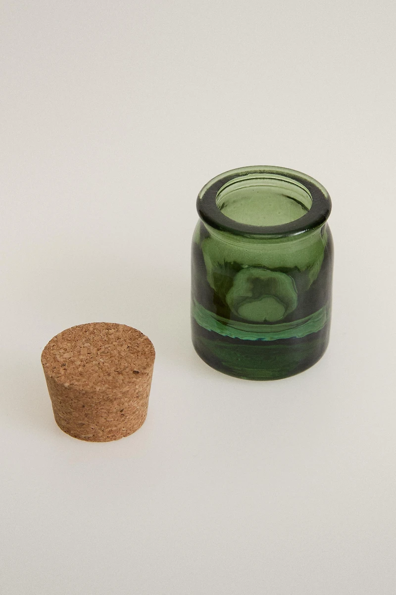 GLASS SALT SHAKER WITH CORK STOPPER