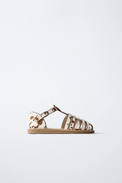ANIMAL PRINT LEATHER FISHERMAN SANDALS