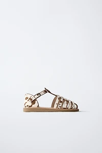 ANIMAL PRINT LEATHER FISHERMAN SANDALS