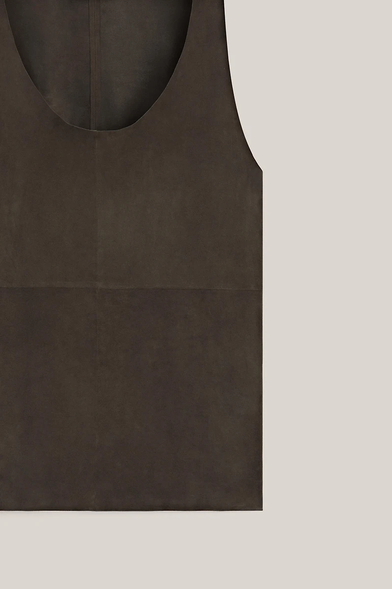 Top à bretelles en cuir effet daim - LIMITED EDITION