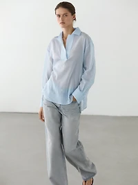 Flowing 100% cotton shirt with collar detail