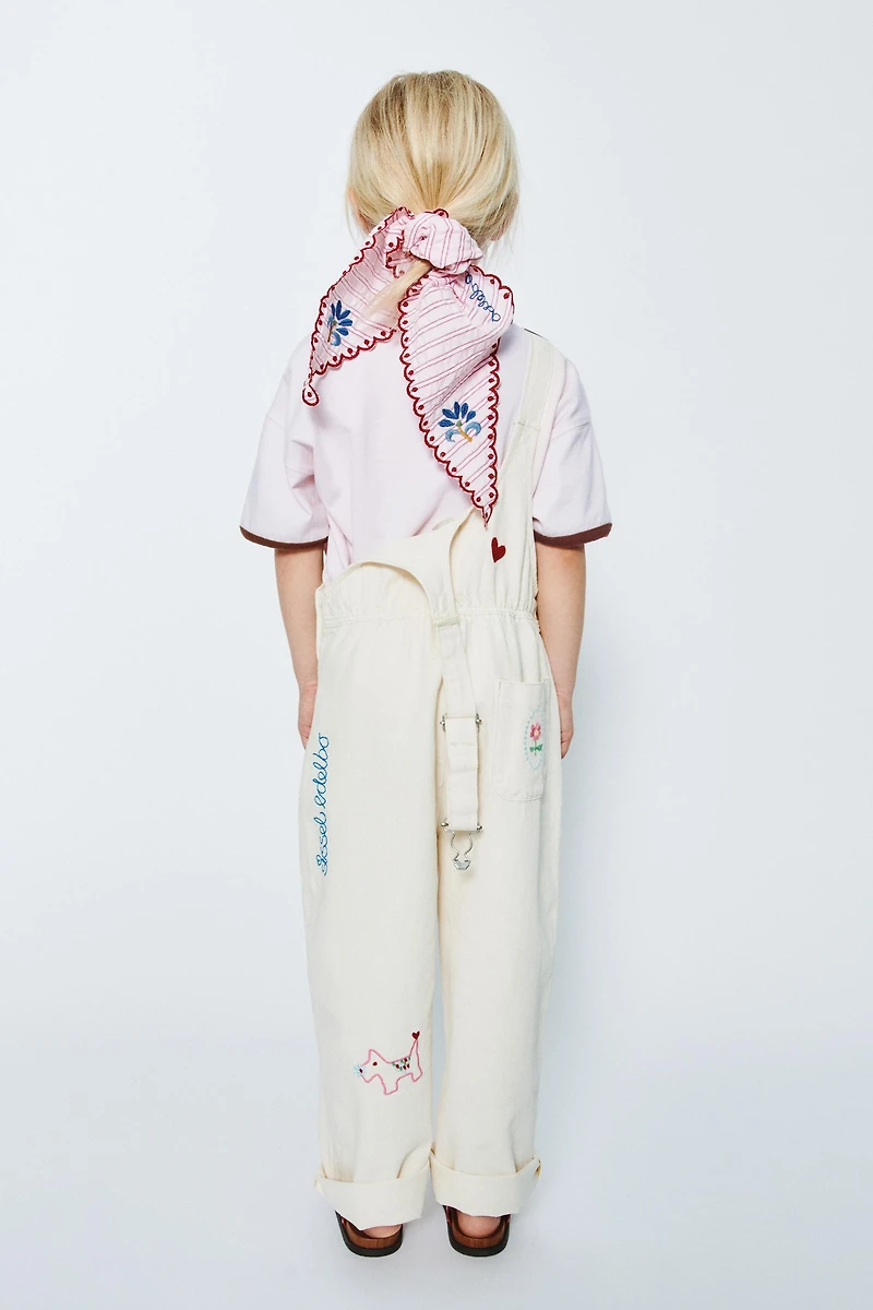 SALOPETTE LONGUE EN SERGÉ BRODÉE SISSEL EDELBO X ZARA KIDS