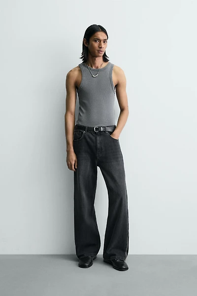 FLARE FIT ZIPPER JEANS