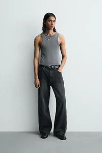 FLARE FIT ZIPPER JEANS