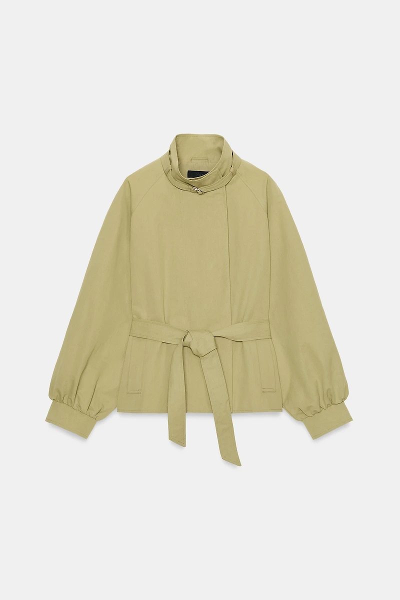 HIGH COLLAR BELTED JACKET