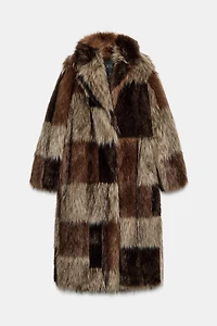 PATCHWORK FAUX FUR COAT ZW COLLECTION LIMITED EDITION