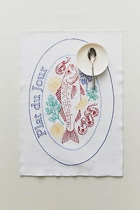 SET DE TABLE BRODÉ POISSON