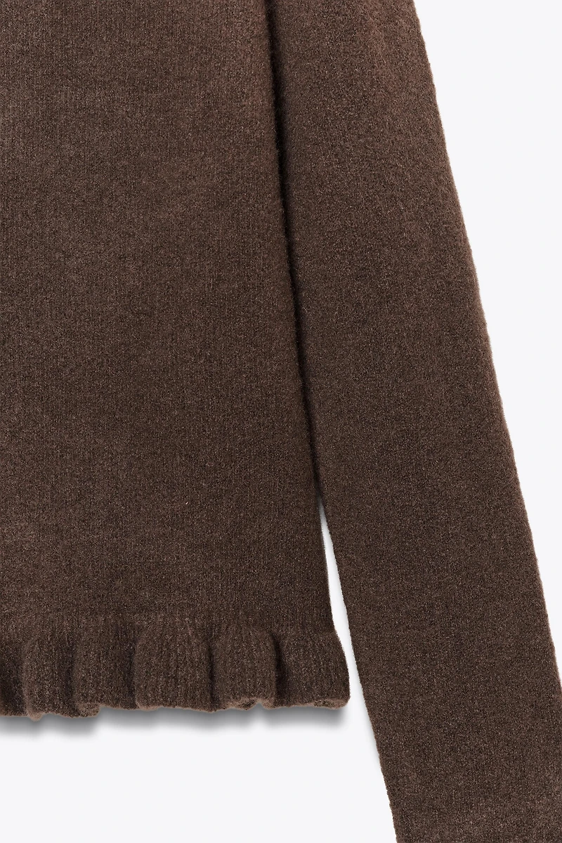 RUFFLED KNIT SWEATER